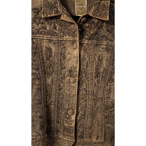 Vtg Metallic Medium Embroidered Crochet Lace Boho Flashback Blazer Jacket Women - Picture 2 of 16